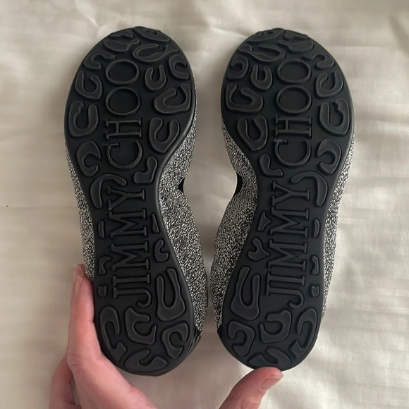 Jimmy Choo Metallic Black Winnie Cap Toe Scrunch Ballet Flats 35.5 US 5.5 - Picture 8 of 10